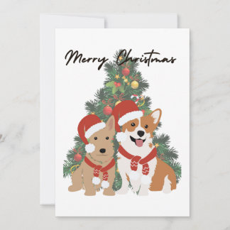 Christmas Pups - Corgi and Terrier - Holiday Card