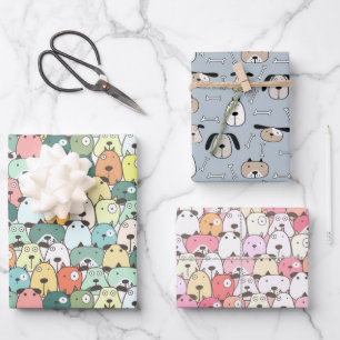 Christmas Pups Dogs Wrapping Paper Sheet