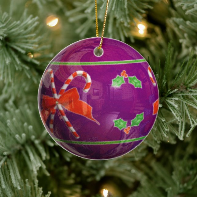 Christmas purple bulb ceramic tree decoration (Tree)
