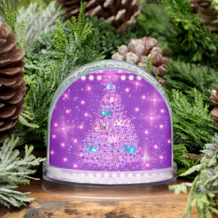 Christmas Purple Crown Tree Snow Globe