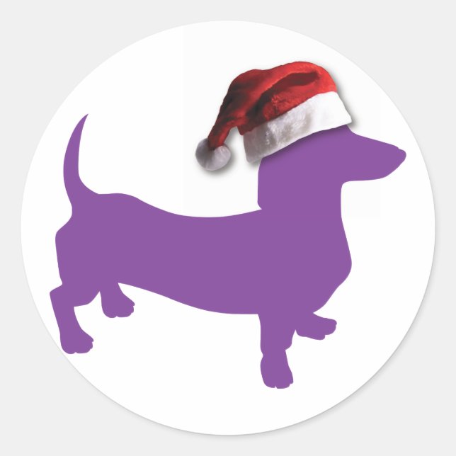 Christmas Purple Dachshund Classic Round Sticker (Front)