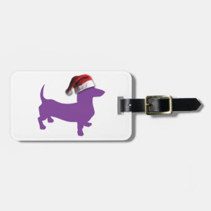 Christmas Purple Dachshund Luggage Tag