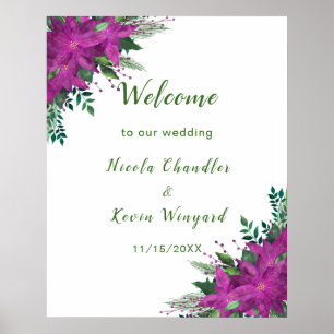 Christmas Purple Poinsettia Flowers Wedding Poster