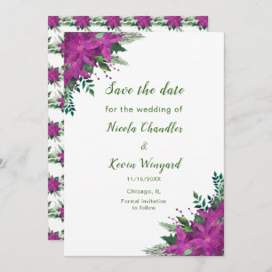Christmas Purple Poinsettia Flowers Wedding Save The Date