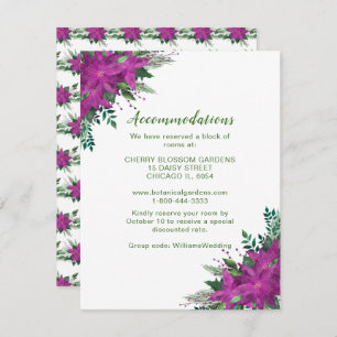 Christmas Purple Poinsettia Wedding Accommodations Enclosure Card