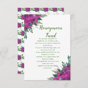 Christmas Purple Poinsettia Wedding Honeymoon Fund Enclosure Card