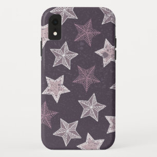 Christmas purple snowflake stars pattern iPhone XR case