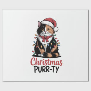 Christmas Purr-ty Cat Wrapped in Christmas Xmas Wrapping Paper