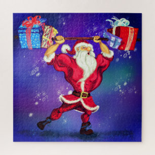 Christmas Puzzle Gift Bodybuilder Santa with Gifts