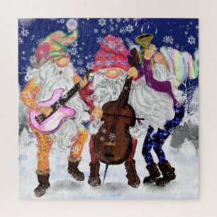 Christmas Puzzle Gift Happy Gnomes Music Band 