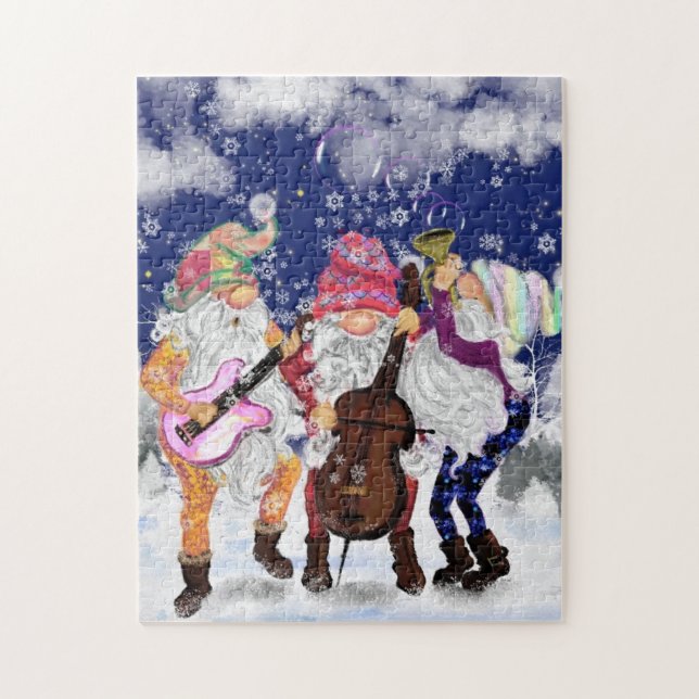 Christmas Puzzle Gift Happy Gnomes Music Band (Vertical)