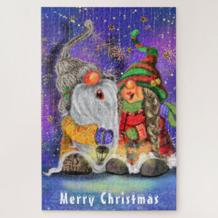 Christmas Puzzle Gift with Singing Gnomes Family