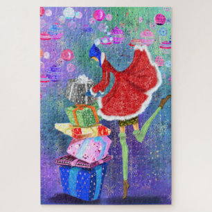 Christmas Puzzle Girl with Gifts For You Painting