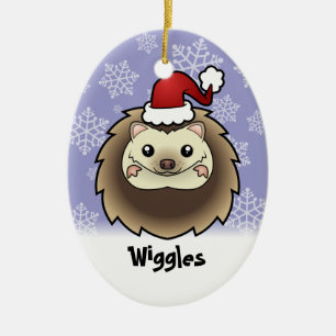 Christmas Pygmy Hedgehog (add your pets name) Ceramic Tree Decoration
