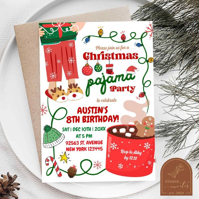 Christmas Pyjamas Birthday Party Invitation (Creator Uploaded)