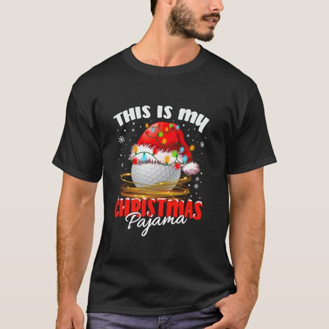 Christmas Pyjamas Golf Ball Christmas Lights Golf  T-Shirt (Front)