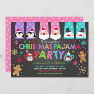 Christmas Pyjamas Party Invitation Holiday Pyjamas