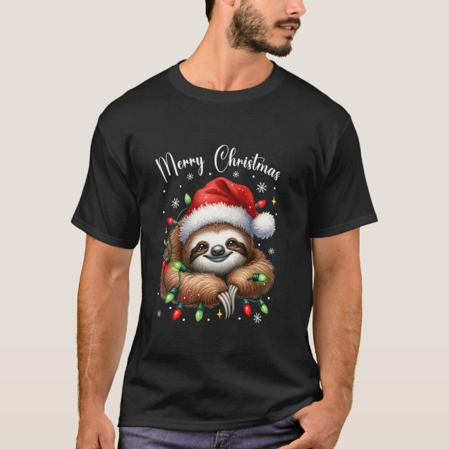 Christmas Pyjamas Sloth Christmas Pajama Lazy Slot T-Shirt (Front)
