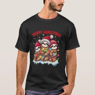 Christmas Pyjamas Sloth Merry Slothmas Funny Chris T-Shirt