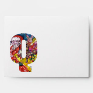 CHRISTMAS Q LETTER  / SANTA CLAUS WITH GIFTS ENVELOPES