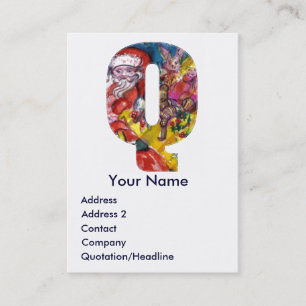 CHRISTMAS Q LETTER / SANTA WITH GIFTS MONOGRAM BUSINESS CARD