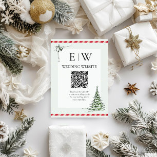 Christmas QR Code Wedding Reception Card