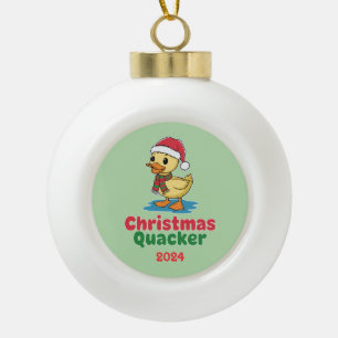 Christmas Quacker Ceramic Ball Christmas Ornament