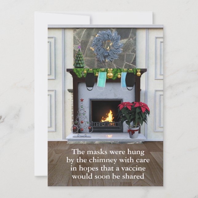 Christmas Quarantine Masks Chimney Funny Holiday Card (Front)