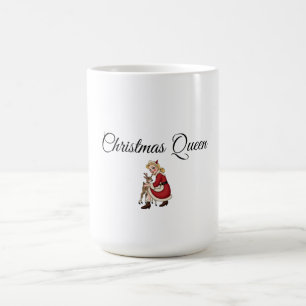 Christmas Queen Cartoon Blonde Woman with Reindeer Coffee Mug