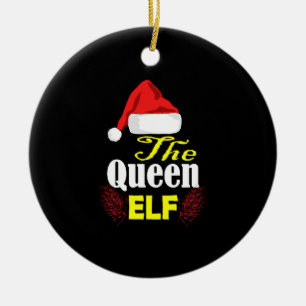 Christmas Queen Elf Family Funny Gift Pajama Xmas Ceramic Tree Decoration