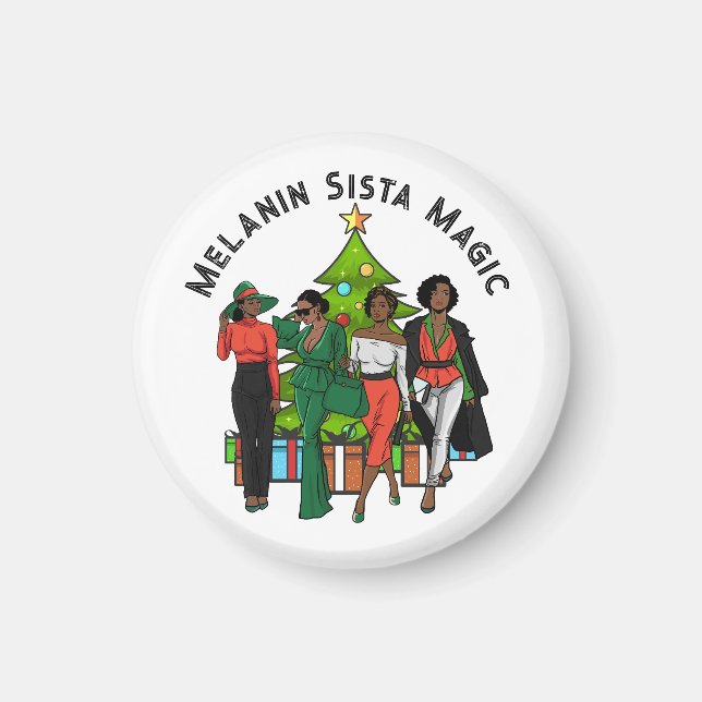 Christmas Queen Melanin Sista Black Girl Magic Fun Magnet (Front)
