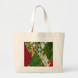 Christmas Quilt Background Large Tote Bag