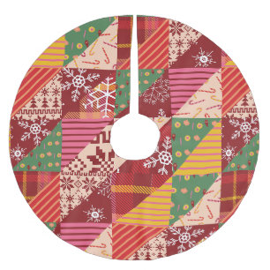 Christmas Quilt Brushed Polyester Tree Skirt
