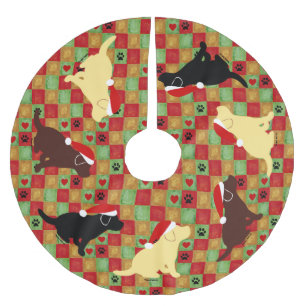 Christmas Quilt Labrador Puppies Brushed Polyester Tree Skirt