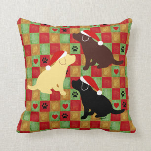 Christmas Quilt Labrador Puppy Pillow