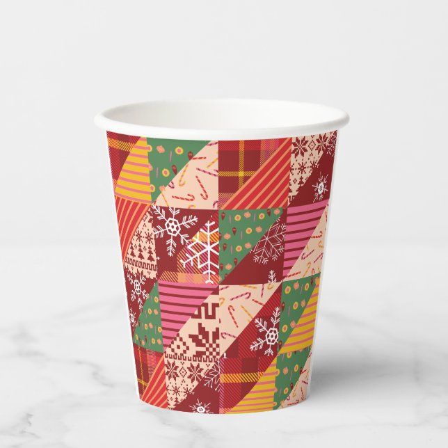 Christmas Quilt Paper Cups (Front)