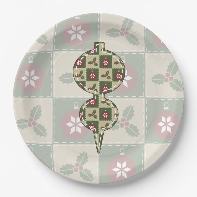 Christmas Quilt Paper Plate (Front)