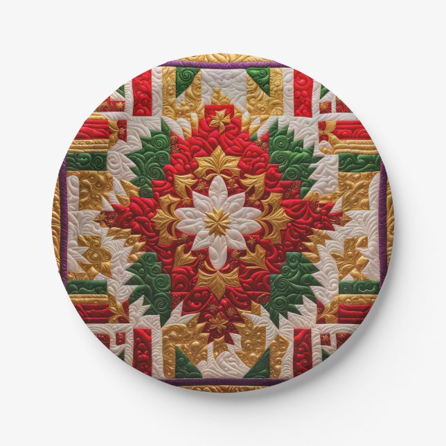 CHRISTMAS QUILT PATTERN ~ Cute ~ Paper Plate (Front)