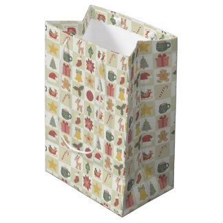 Christmas Quilt Pattern Medium Gift Bag