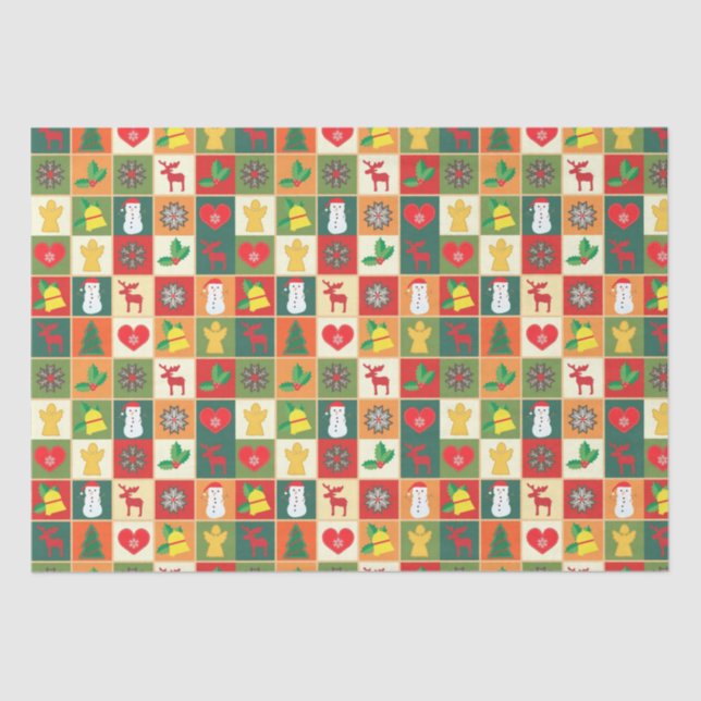Christmas Quilt Pattern Tissue Paper (Front)