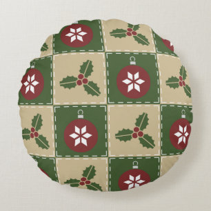 Christmas Quilt Round Pillow