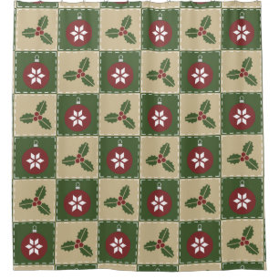 Christmas Quilt Shower Curtain
