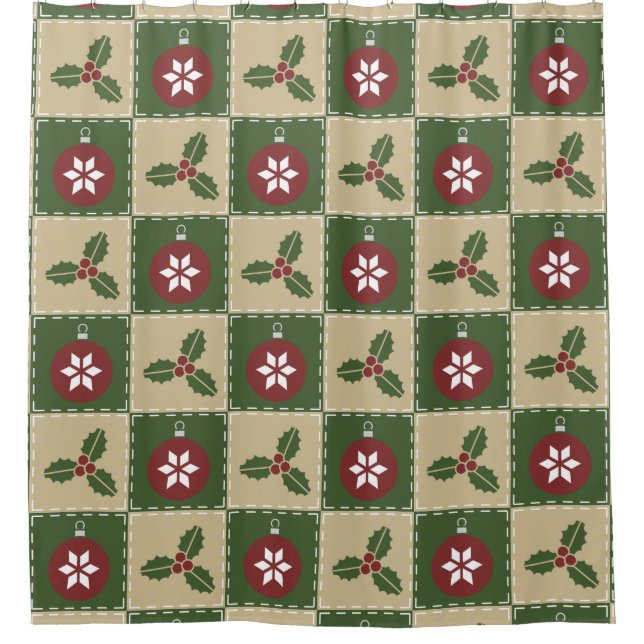 Christmas Quilt Shower Curtain (Front)
