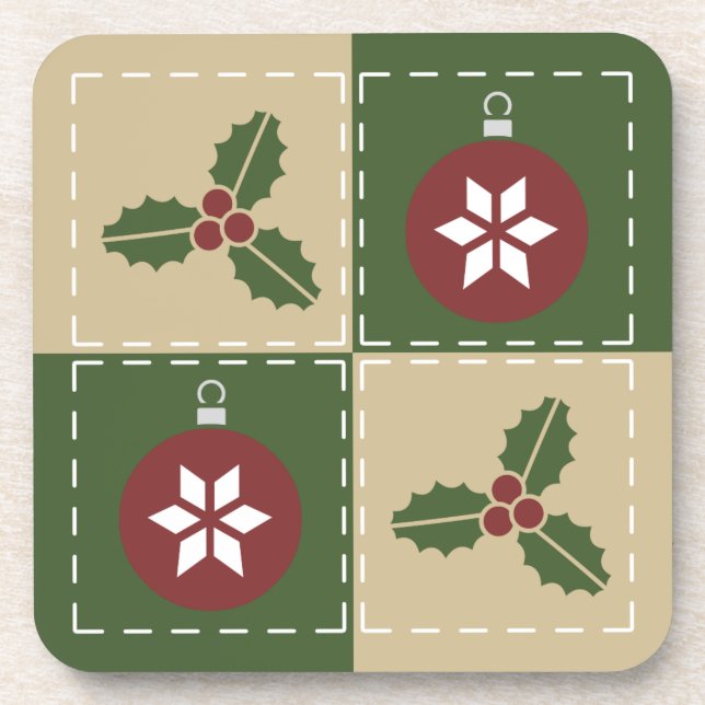 Christmas Quilt Square Coaster (Front)