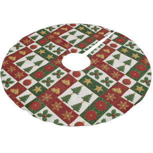 Christmas Quilt Squares Brushed Polyester Tree Skirt