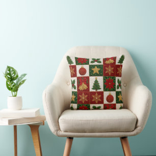 Christmas Quilt Squares Cushion