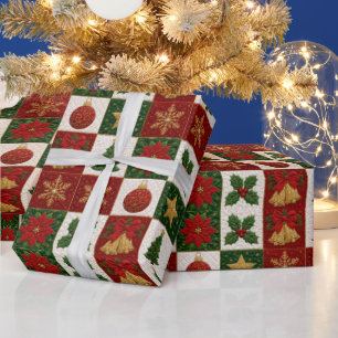 Christmas Quilt Squares Wrapping Paper