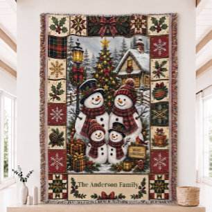 Christmas Quilt Woven Throw Blanket
