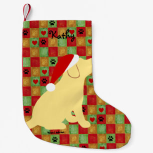 Christmas Quilt Yellow Labrador Puppy Small Christmas Stocking