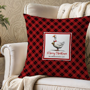 Christmas Quirky Geese Cartoon Throw Pillow Art